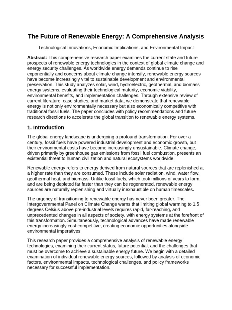 Future Prospects of Renewable Energy | PDF | Biofuel | Renewable Energy