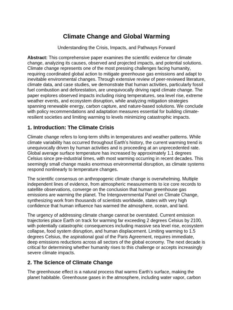 Climate Change Research | PDF | Climate Change | Climate Change Mitigation
