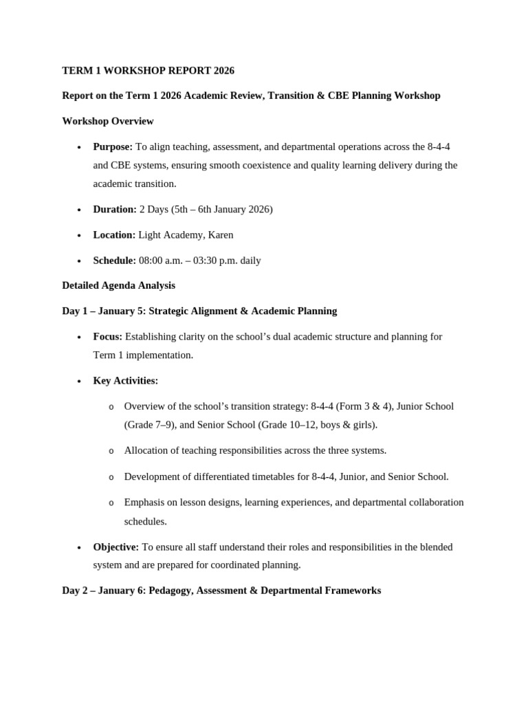 Term 1 Workshop Report 2026 | PDF