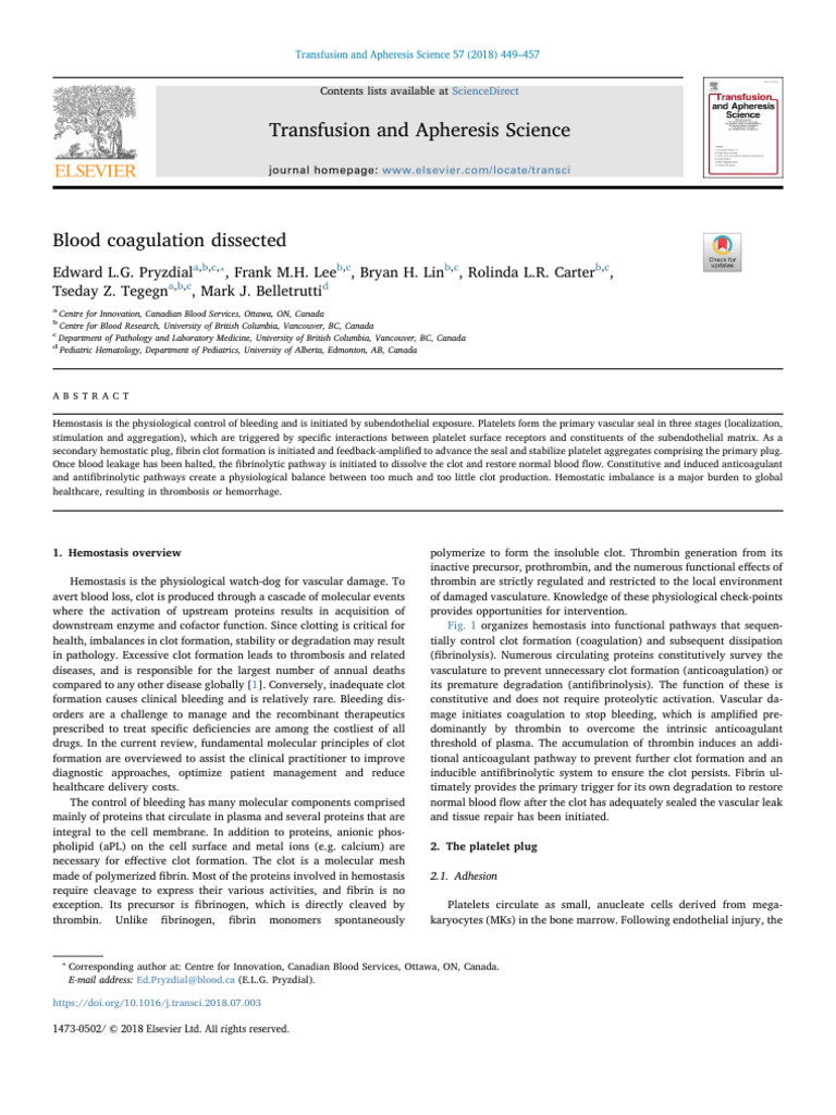 Blood Coagulation Mechanisms Explained | PDF | Coagulation | Platelet