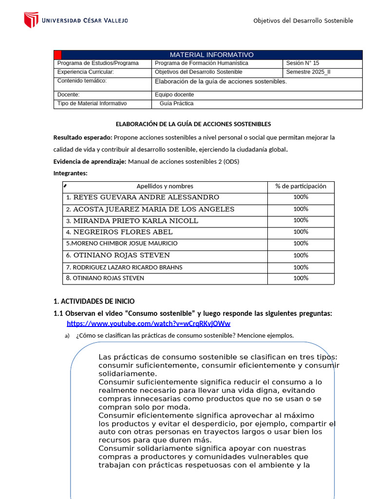 Guía de Acciones Sostenibles ODS 2025 | PDF | Sustentabilidad ...