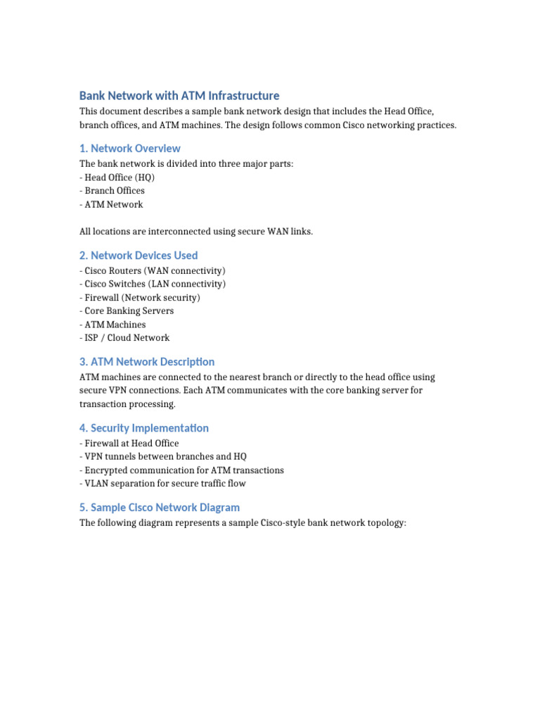 Bank Network With ATMs | PDF