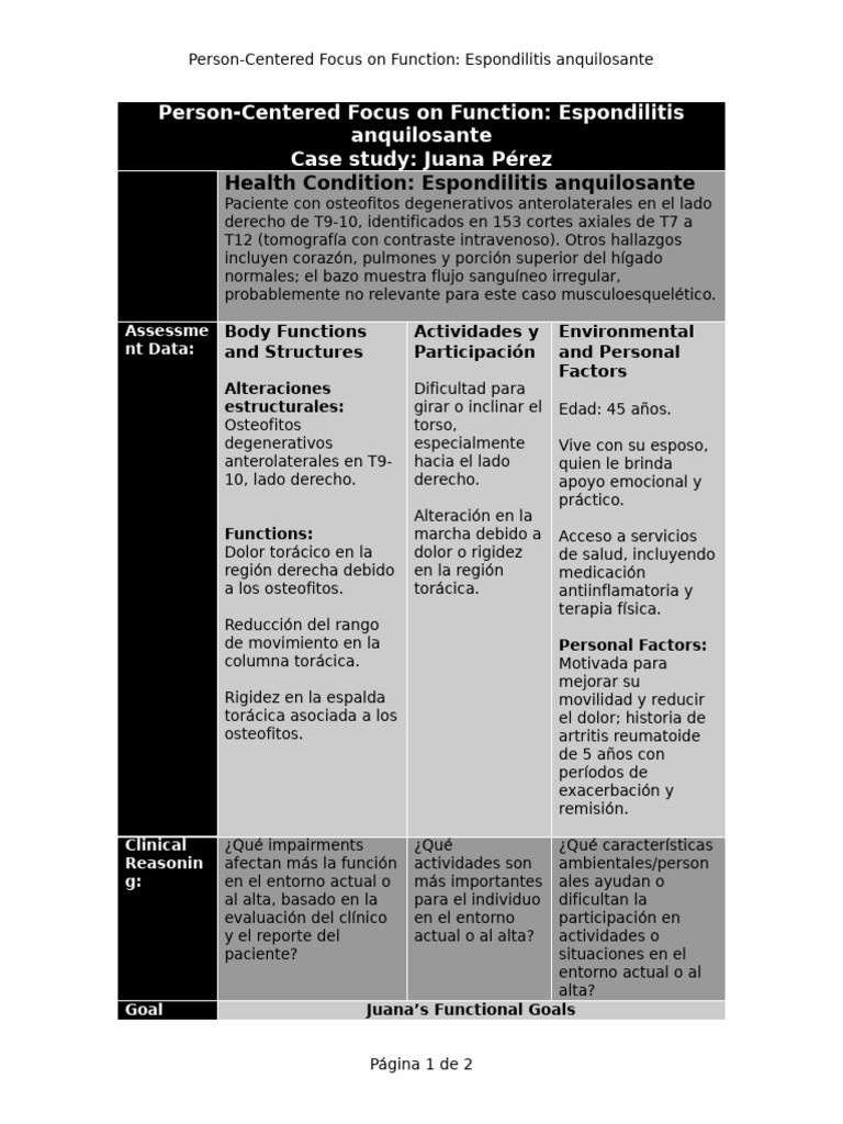 Person-Centered Focus On Function Using ICF-Espondilitis - A | PDF ...