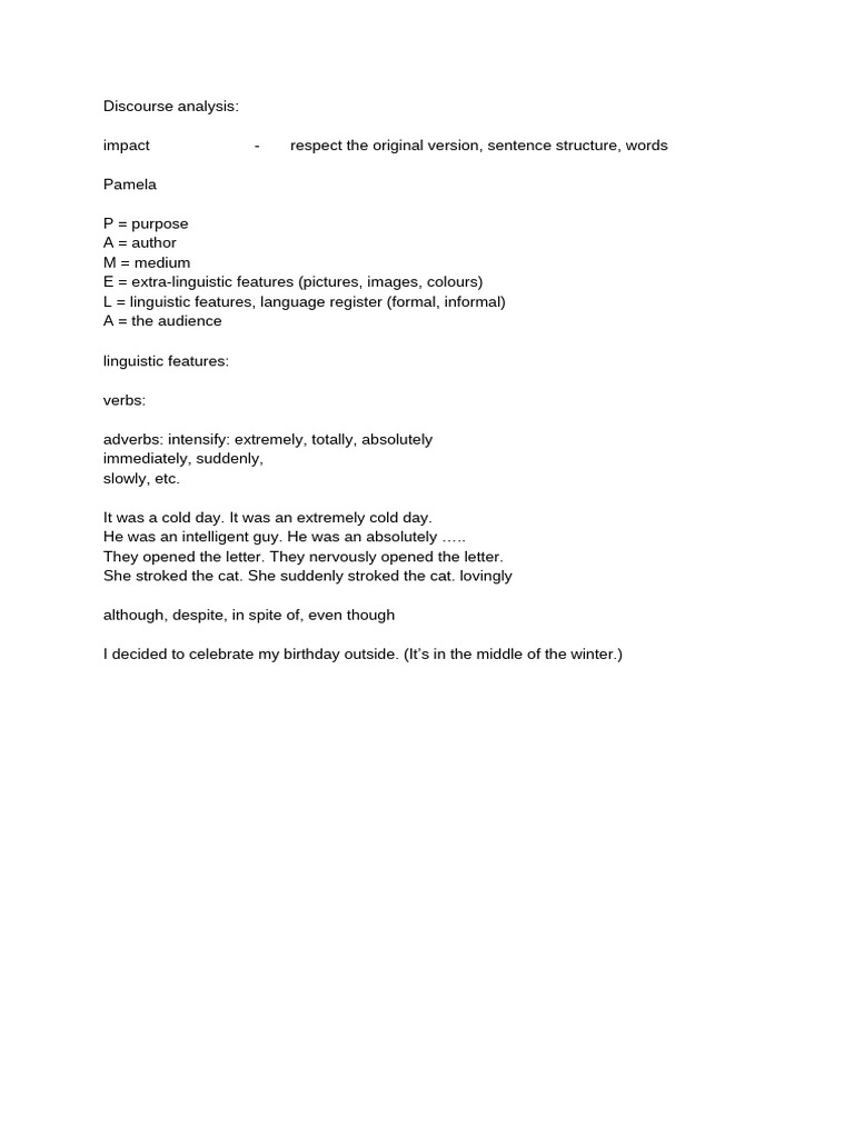 Discourse Analysis: Linguistic Features Explained | PDF