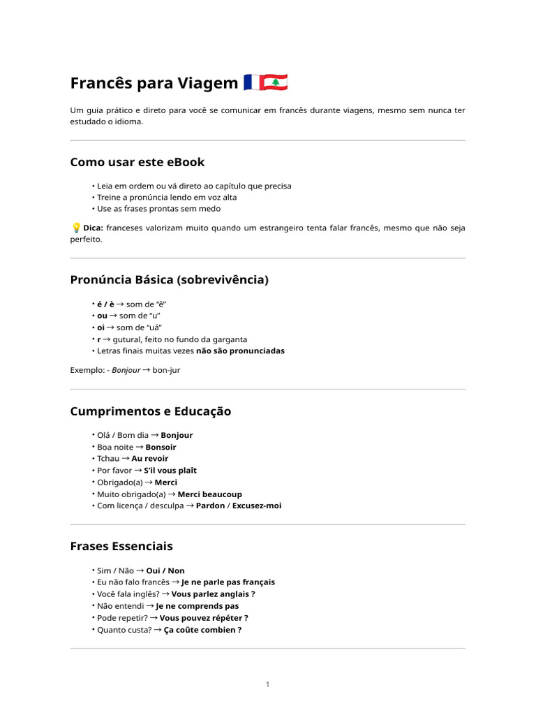 Francês Para Viagem – Guia Prático | PDF
