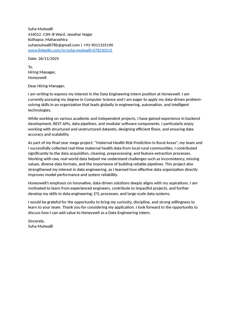 Data Engineering Intern Application | PDF