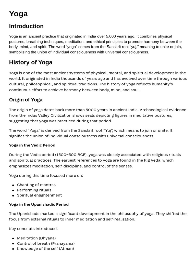 History and Benefits of Yoga Practices | PDF | Yoga | Asana