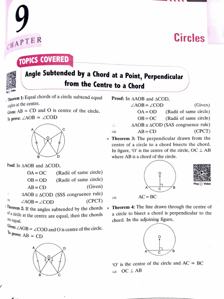 Circle Chords and Angles Theorems | PDF | Circle | Perpendicular