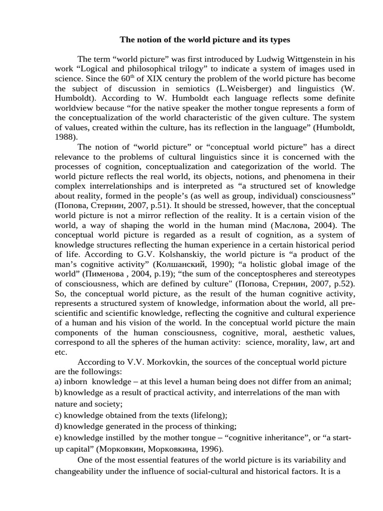 Understanding World Pictures and Their Types | PDF | Knowledge ...