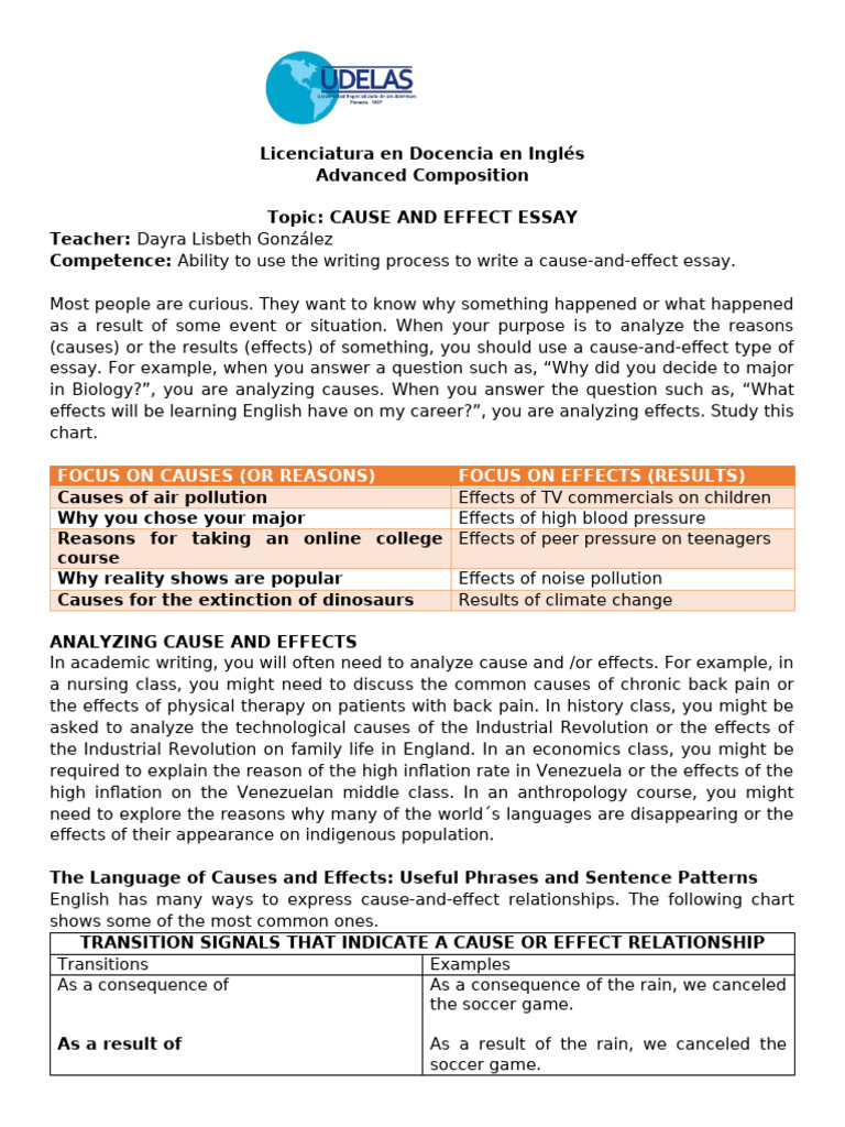 Cause and Effect Essay Guide | PDF | Essays