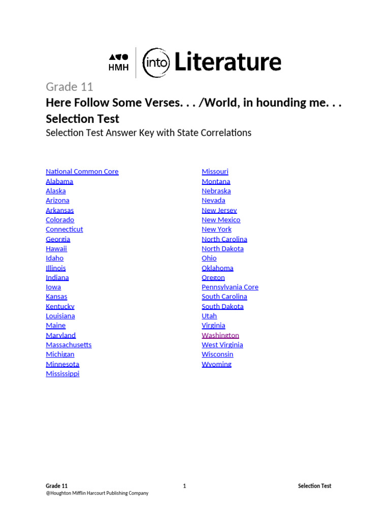 Grade 11 Poetry Selection Test Guide | PDF | Poetry