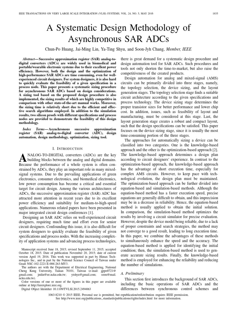 2016TVLSI A Systematic Design Methodology of Asynchronous SAR ADCs ...