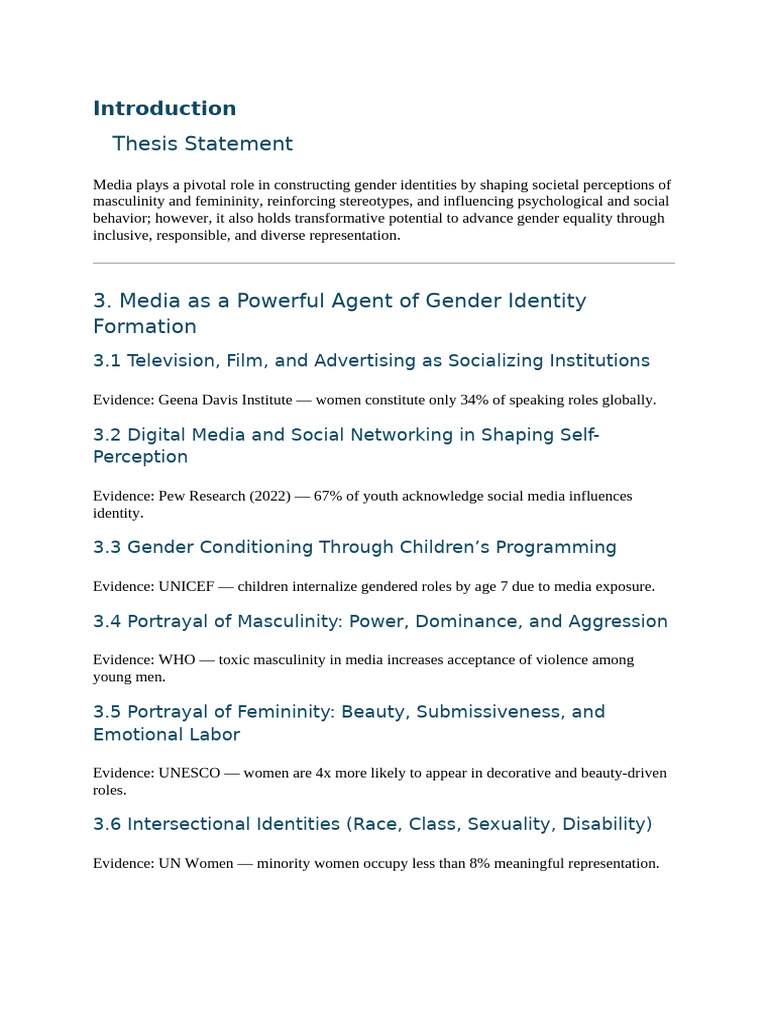 Media's Role in Shaping Gender Identity | PDF | Gender Studies | Gender