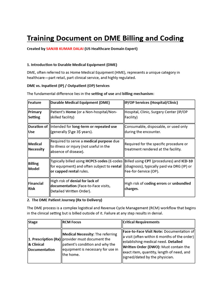 DME Billing and Coding Training Guide | PDF | Medicare (United States ...