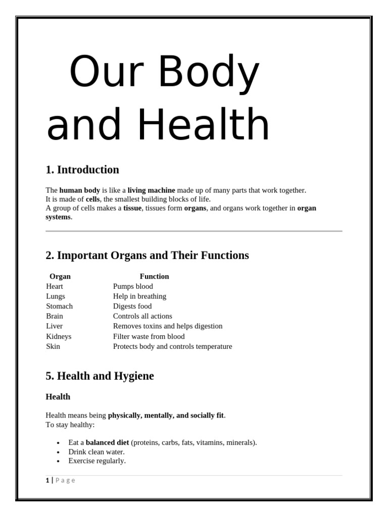 Our Body and Health | PDF | Human Body | Medical Specialties