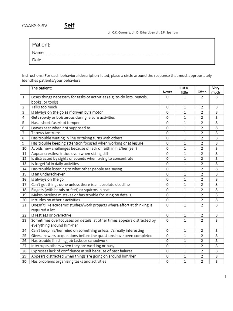 Caars Self | PDF | Psychological Concepts | Psychology