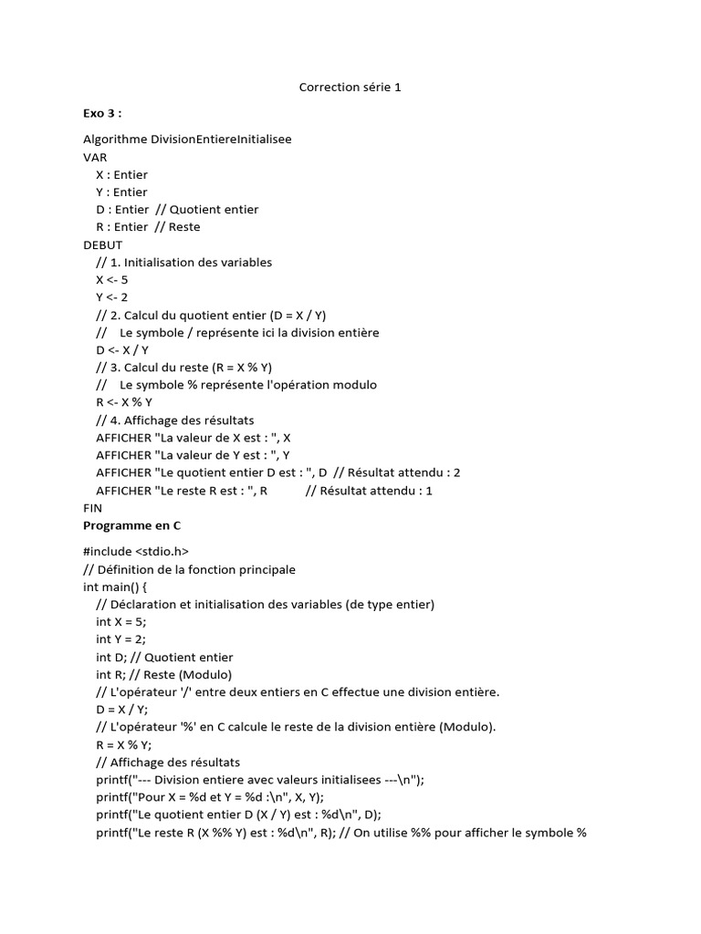 Algorithmes de Calculs et Permutations en C | PDF | Mathématiques ...
