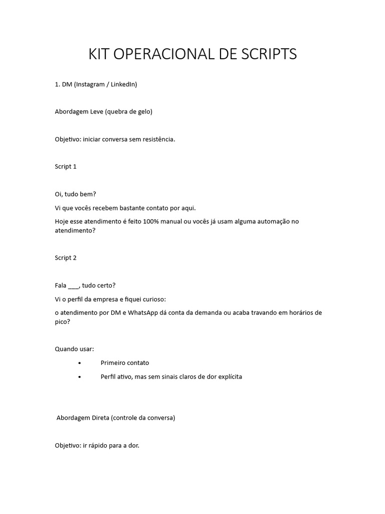 Scripts de Atendimento e Qualificação | PDF | Linguagem de script