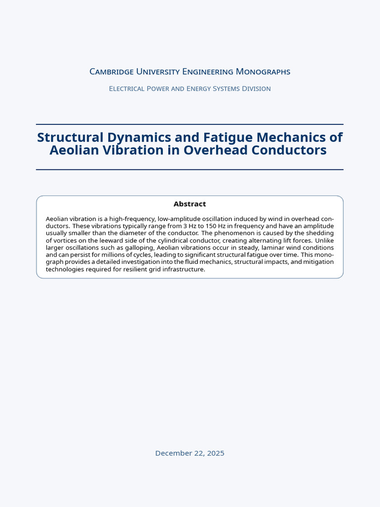 Aeolian Vibration in Overhead Conductors | PDF | Vortices | Damping