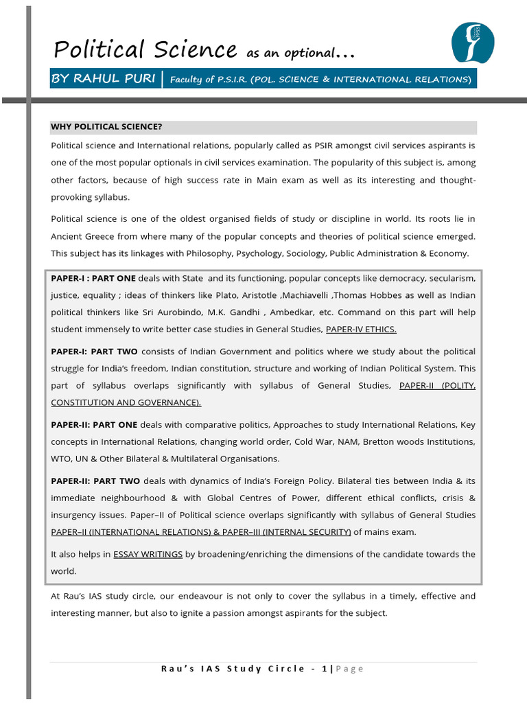 Political Science Optional Guide for IAS | PDF | Political Philosophy ...