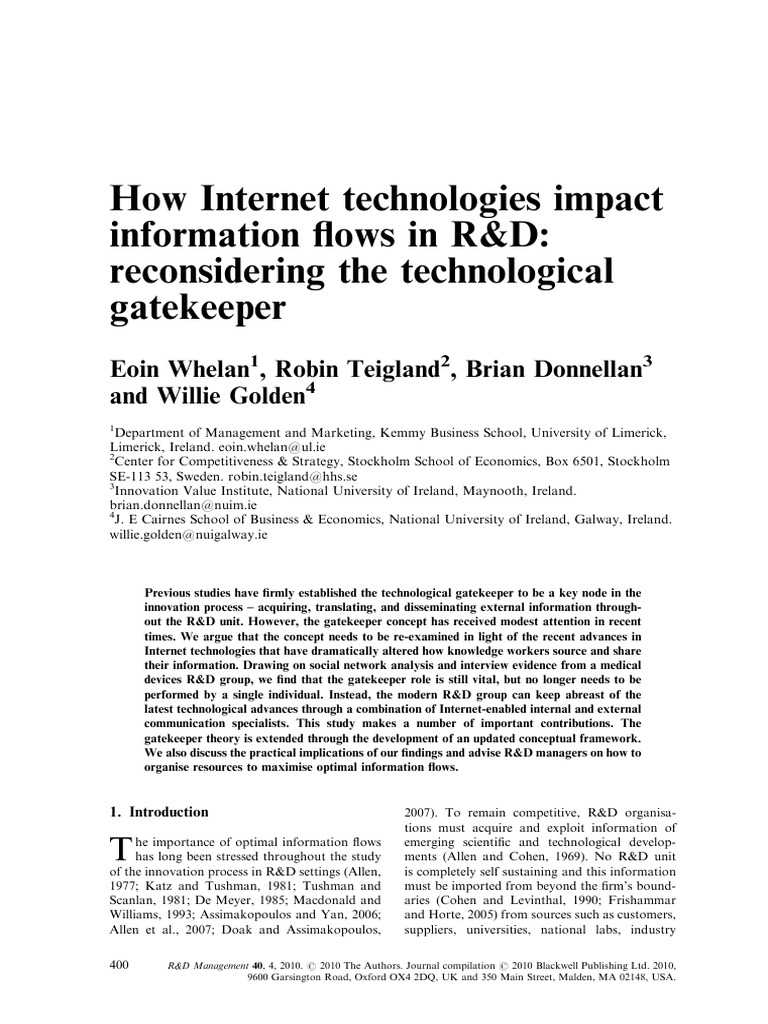 How Internet Technologies Impact Information Flows in R&D | PDF ...