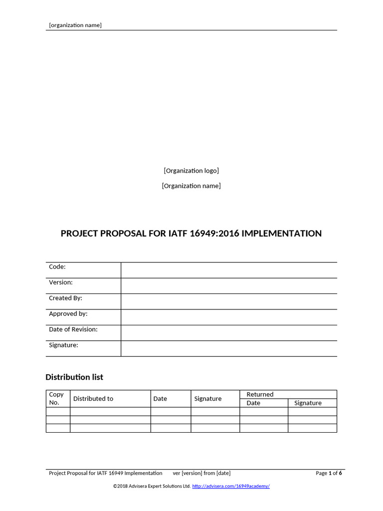 IATF 16949 Implementation Proposal | PDF | Quality Management | Risk