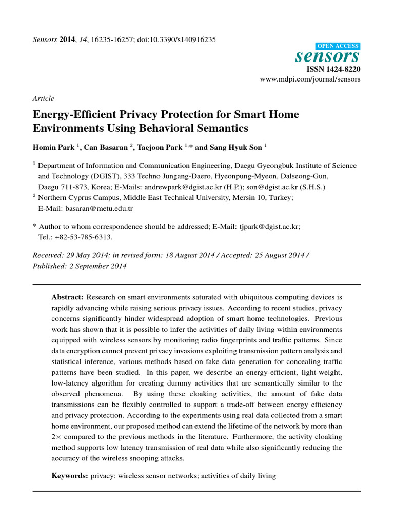 Energy-Efficient Privacy Protection for Smart Home | PDF | Information ...
