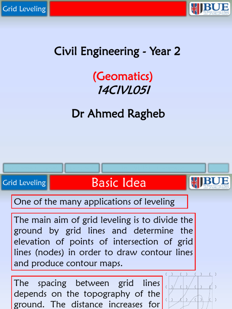 Grid Leveling Techniques in Geomatics | PDF | Contour Line | Topography