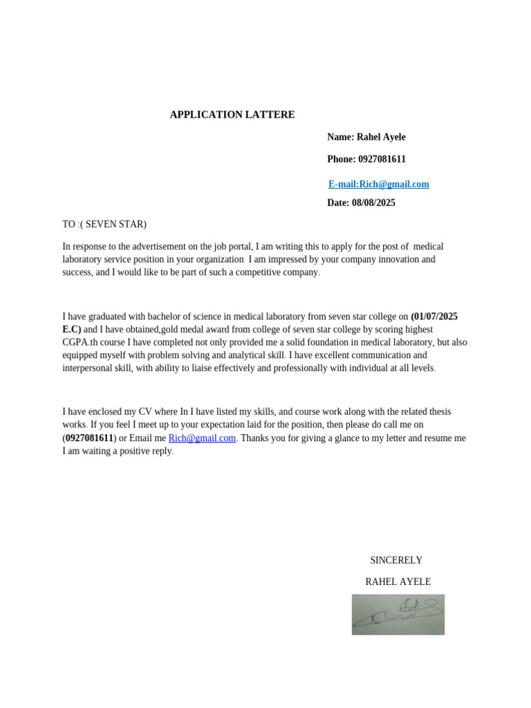 Medical Laboratory Job Application | PDF