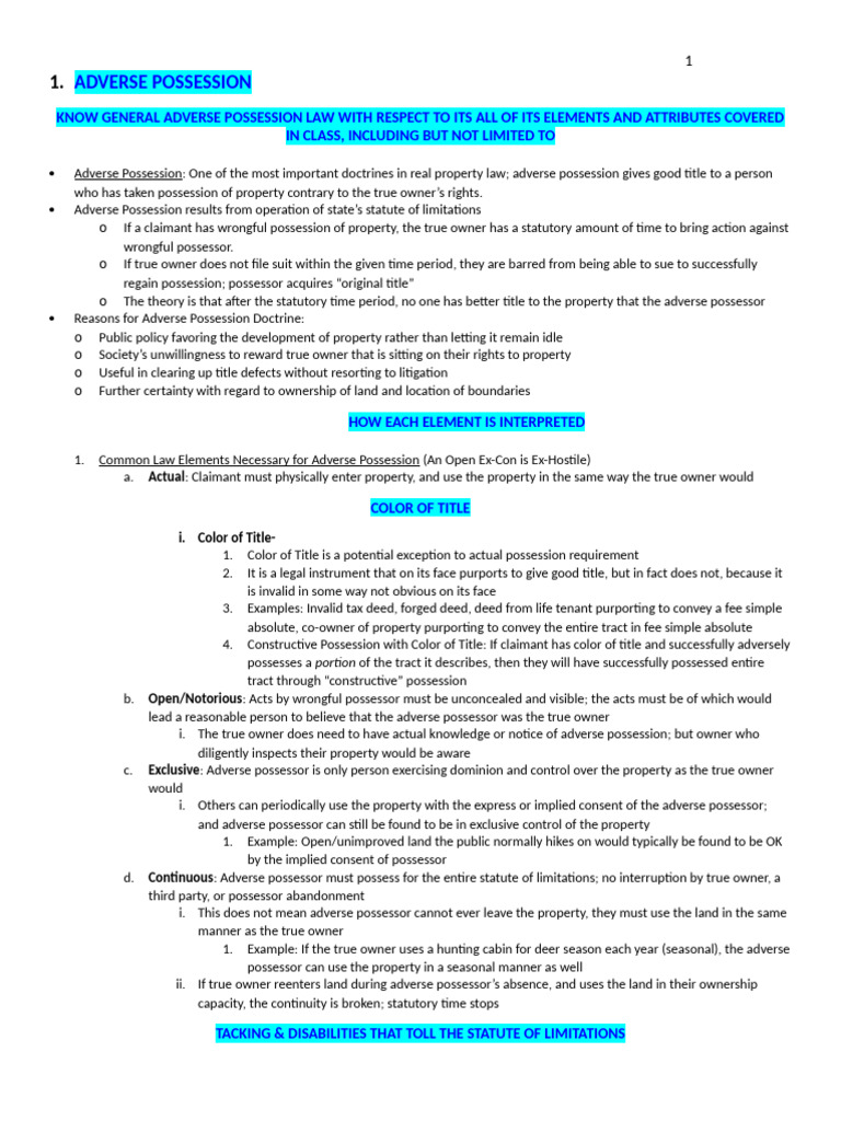 Adverse Possession Law Explained | PDF | Concurrent Estate | Fee Simple