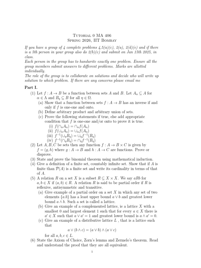 MA406tut0 (1) | PDF | Set (Mathematics) | Mathematical Concepts