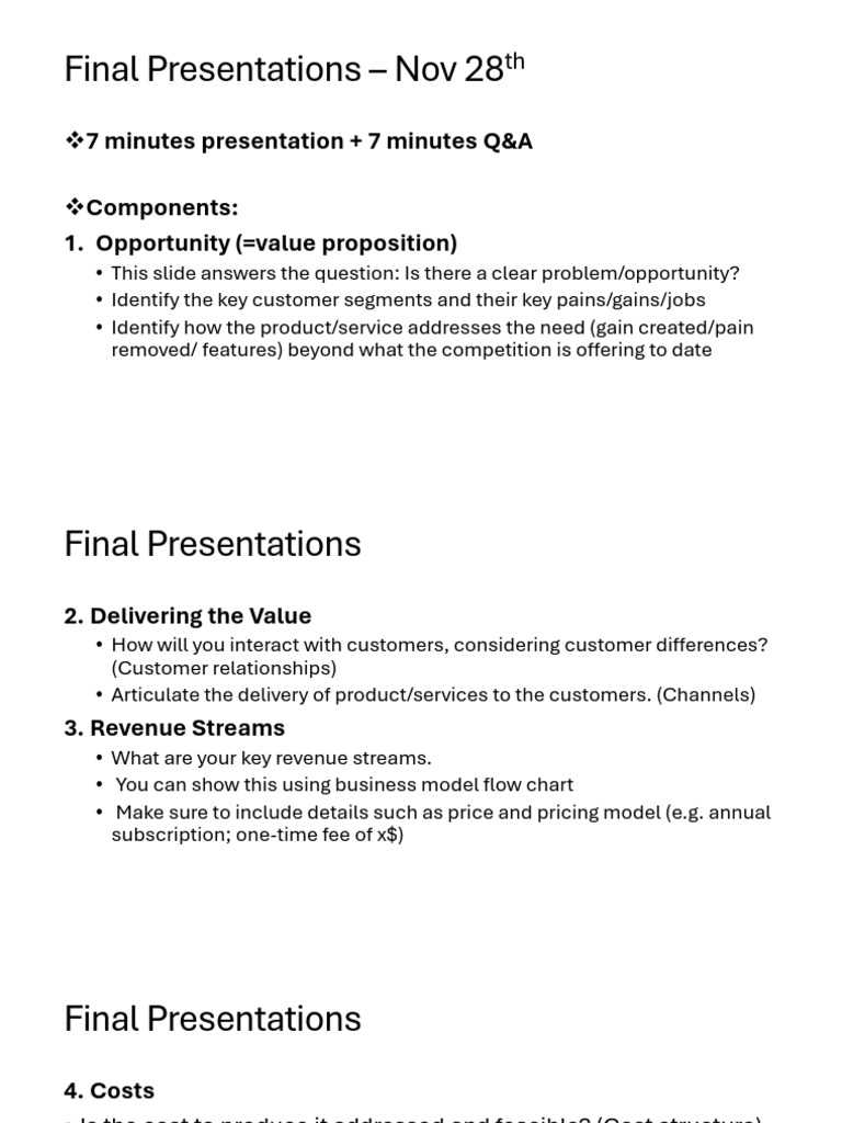 Final Presentation Guidelines and Tips | PDF | Business Model | Business