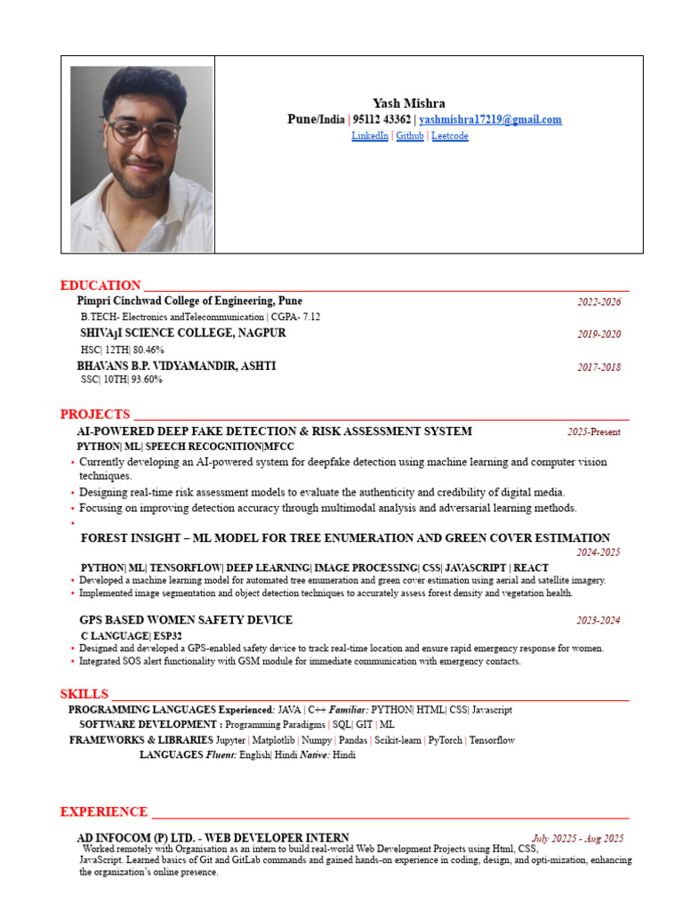 YashMishra Resume (1) | PDF | Java Script | Software Development