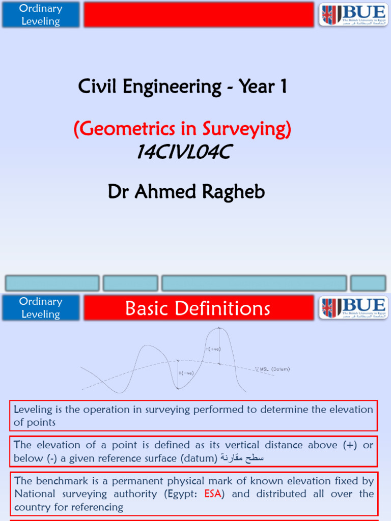 Ordinary Leveling in Surveying Basics | PDF | Surveying | Sea Level
