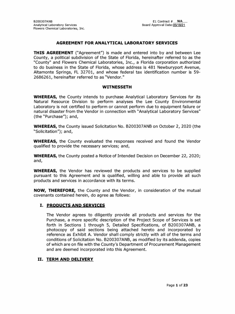 Fully Executed Agreement - Flowers - b200307anb | PDF | Insurance ...