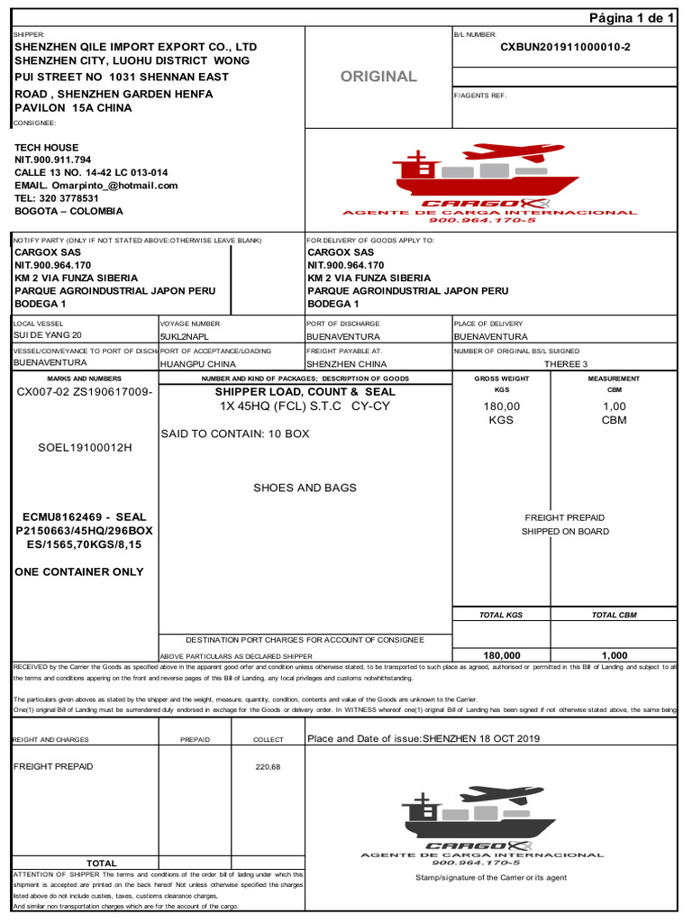 CXBUN201911000010-2 | PDF | Cargo | Shipping