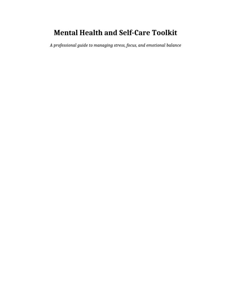 Mental Health Self-Care Toolkit Guide | PDF | Sleep | Mental Health