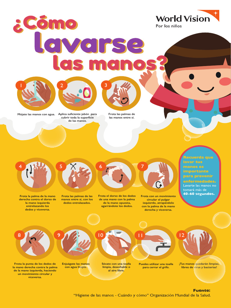Cómo lavar manos correctamente | PDF | Lavado de manos | Ciencias de la ...