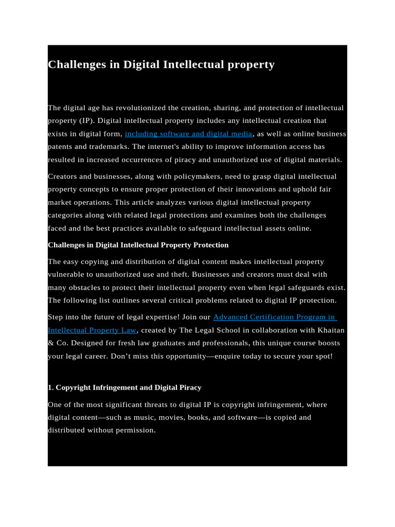 Digital Intellectual Property Challenges | PDF | Copyright Infringement ...