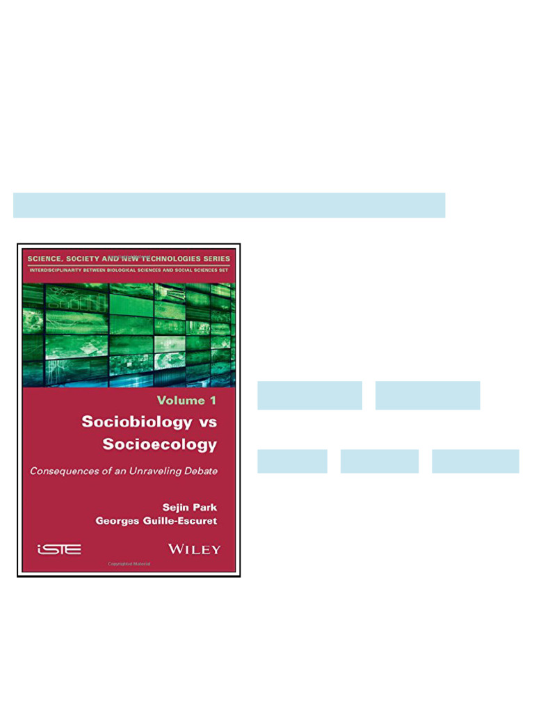Sociobiology vs Socioecology Consequences of an Unraveling Debate 1st ...