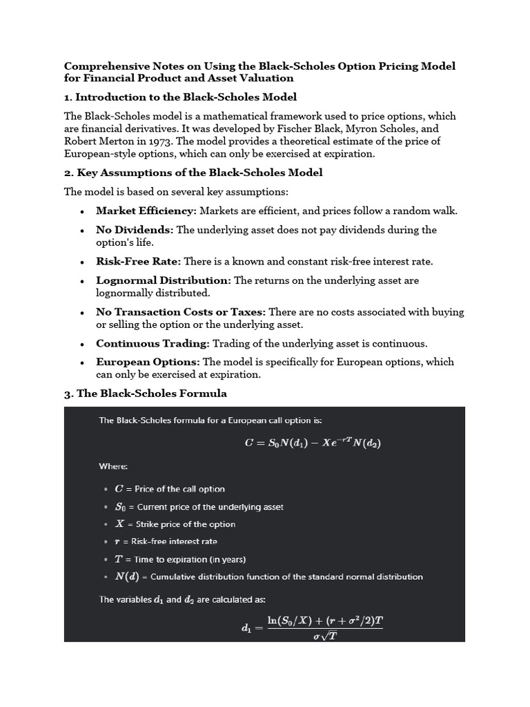 Comprehensive Notes On Using The Black | PDF | Black–Scholes Model ...