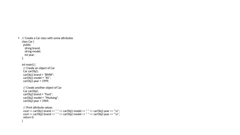 C++ Car Class Example Code | PDF