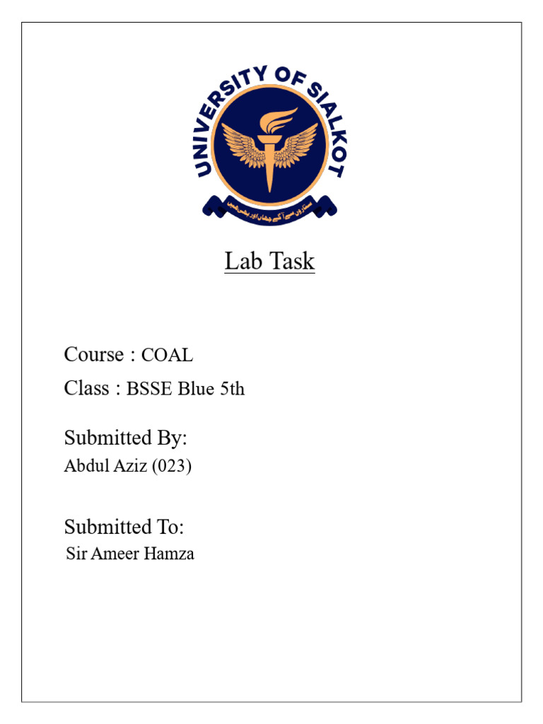 Assembly Language Lab Task Code | PDF