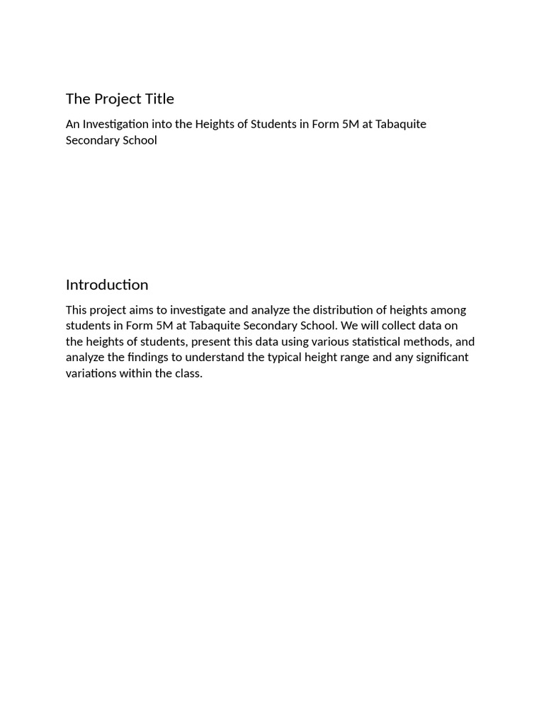 Heights Analysis of Form 5M Students | PDF