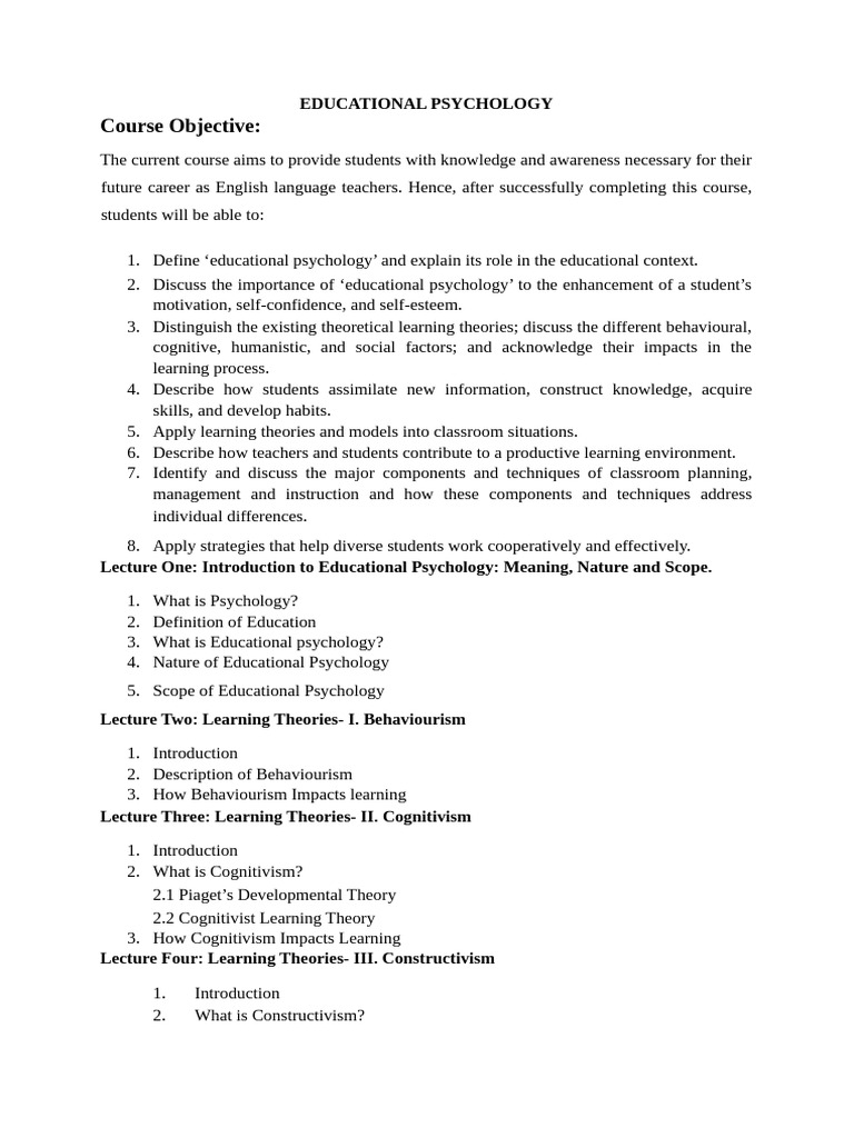 Understanding Educational Psychology | PDF | Constructivism (Philosophy ...