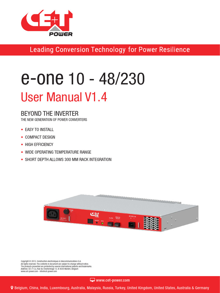 e-one 10-48/230 User Manual Guide | PDF | Power Inverter | Relay