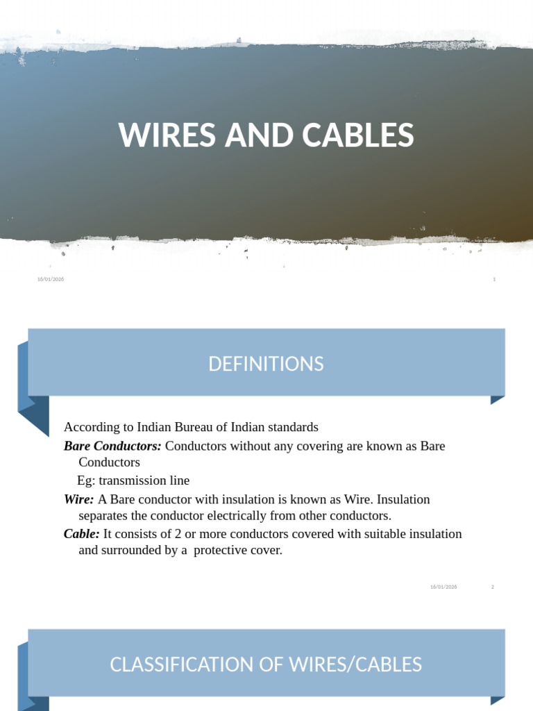 Wires, Cables, and Earthing Overview | PDF