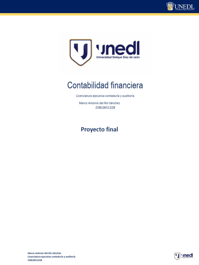 Proyecto Final de Contabilidad Financiera | PDF | Contabilidad | Estado ...