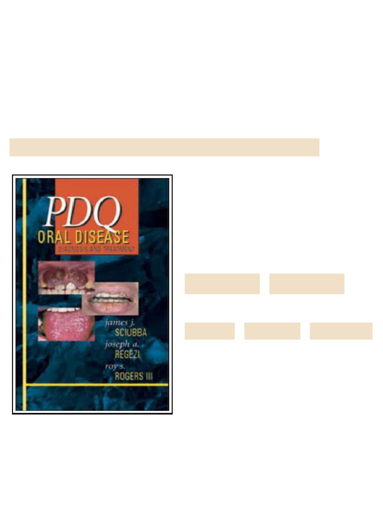 PDQ Oral Disease Diagnosis and Treatment 1st Edition James J. Scuibba ...
