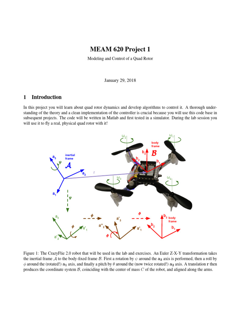 Quad Rotor Dynamics and Control in Matlab | PDF | Rotation | Motion ...